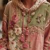 Vintage Floral Hoodie Women's Oversized Sweatshirt Bohemian Casual Pullover with Pocket Long Sleeve Floral Print Tops