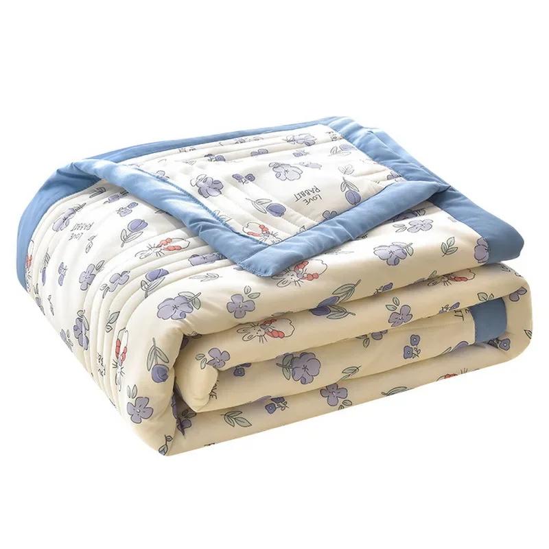 Comfortable Summer Quilt Cooling Sensation Lightweight Blanket Coolness Bare Sleeping Quilted Comforter Duvet  Flower Printed Quilted Bedspread