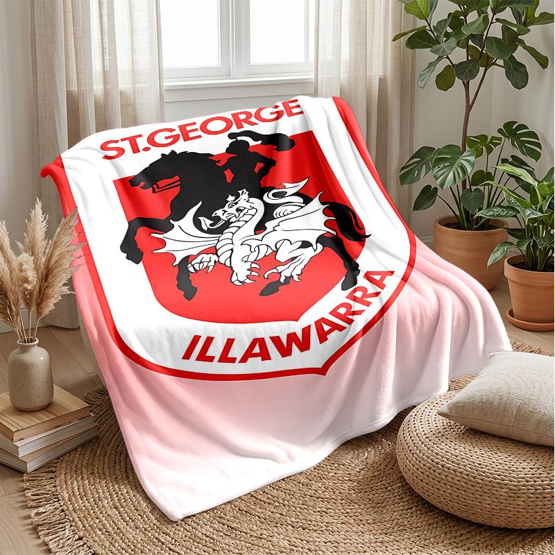 St George DragonPrinted Flannel Blanket Cozy Skin-Friendly Warm Throw for Couch Bed Indoor Daily Use