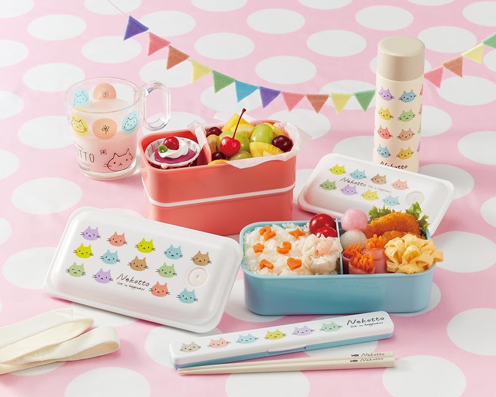 Skater Antibacterial Soft Bento Made In PFLB6AG Ag+ Box, 530ml, Nekotto, Colorful, Japan,