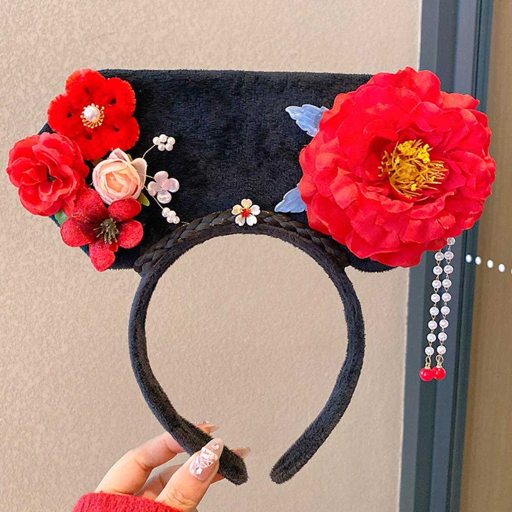 Velvet Bow Ancient Style Gege Headband Flower Hanfu Headwear Chinese Style Headwear  Children