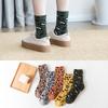 5 Pairs of New Women's Autumn and Winter Thickened Leopard Print Warm Rabbit Wool Mid Calf Socks