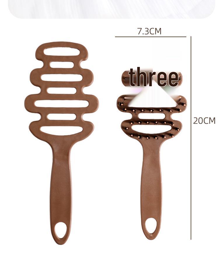 Pinecone Anti-Static Pig Bristle Massage Comb for Women Haircare Comb [1 piece] - Fluffy