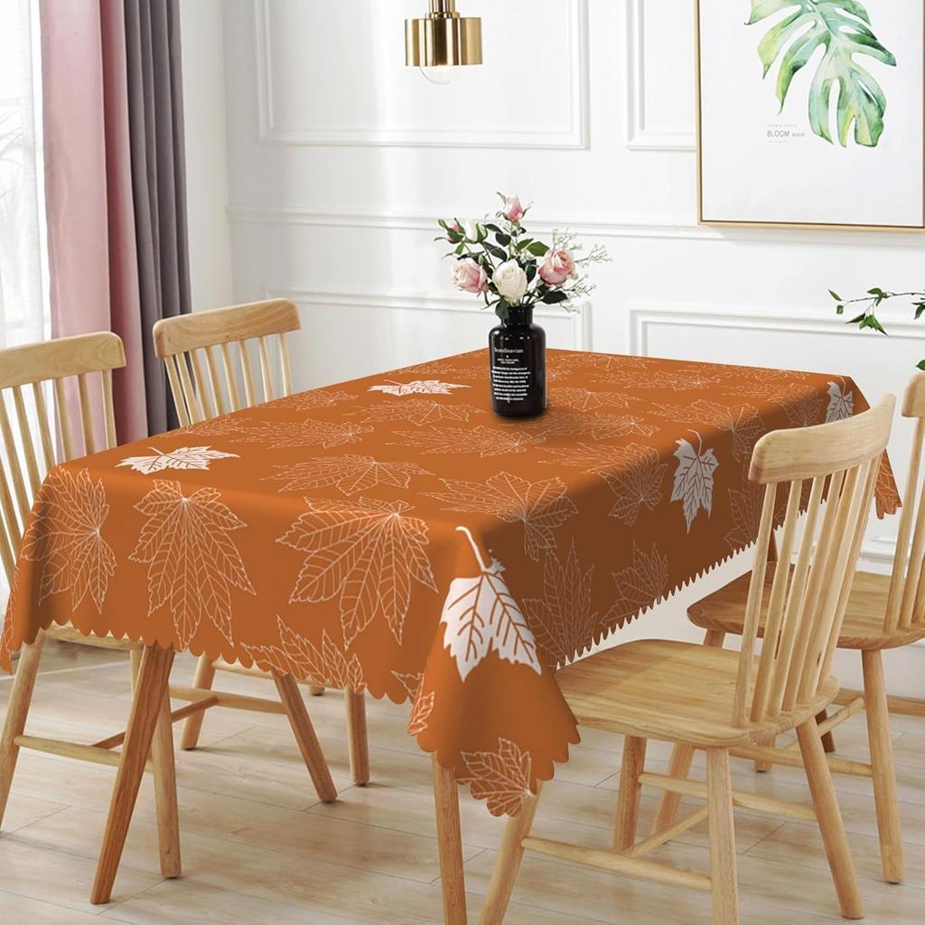 Fall Harvest Maple Leaves Rectangle Tablecloth for Table Decor Washable Kitchen Dining Tablecloth Autumn Decorations