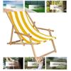 SPRINGOS® Garden Lounger - Folding Sun Lounger Made of Impregnated Wood - White/Yellow