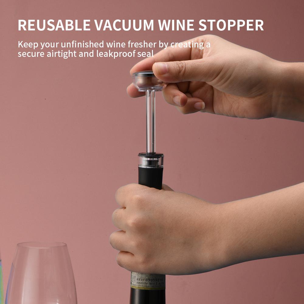 Factory ABS PC Steel 25W Rechargeable Wine Kit Foil Cutter Electric Corkscrew Pourer Vacuum Stopper Base Home Electric Corkscrew