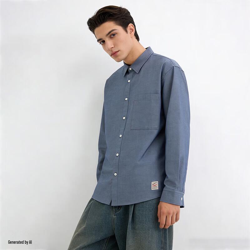 GAP Men's Loose Fit Denim Long-Sleeve Shirt