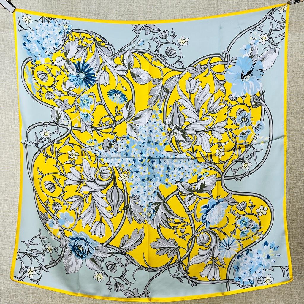 Guochao Chinese Landscape Painting Lotus Flower Versatile 100 Mulberry Silk Square Scarf Thin Shawl Women'S Silk Scarf Silk Scarf