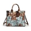 Borsa a mano con motivo patchwork retrò  colore a contrasto  borsa versatile  grande capacità  borsa a tracolla a pendolo  elegante  nuova