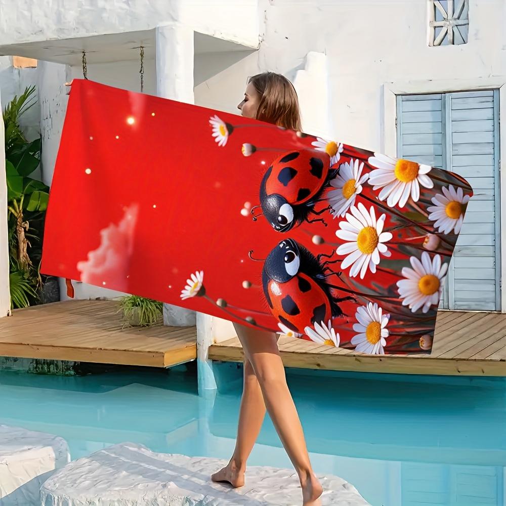 Cute Seven Star Ladybug Microfiber Towel, Quick-Dry Super Absorbent Soft for Pool Travel Home
