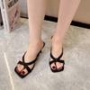 Mode Damenmode Stiletto-Sandalen Sommer Neu Quadratische Spitze Offene Zehen Dünner Riemen Rutschfest Abriebfest Hohe Absätze