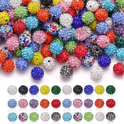 10/20/40 Pieces of 15 Color Mixed Beads, Used for Jewelry Making, Bracelet Necklace Making and DIY Decoration, Shiny Round Disco Ball Beads