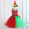 Kinder Weihnachten Elf Kostüm Zubehör für Mädchen 2-12 Weihnachten Geburtstag Fotografie Enthält Kleid und Weihnachtsmütze