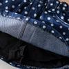 Summer Polka Dot Denim Short Skirt for Girls Summer Half Length Skirt Fashionable Skirt for Baby Girls