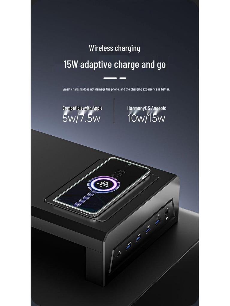 Multifunctional USB Monitor Riser Stand and Desktop Organizer