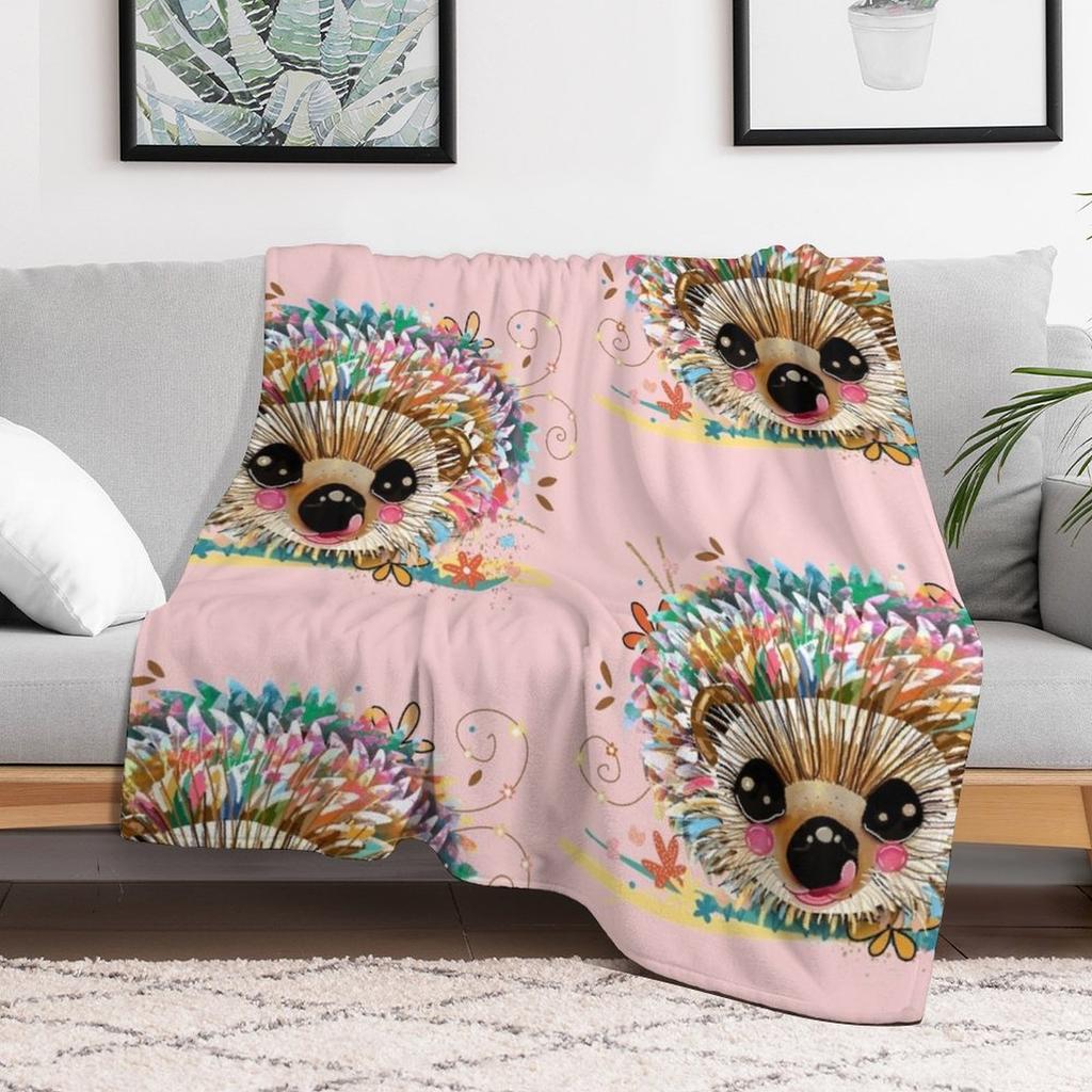 Rainbow Hedgehog Throw Blanket Soft Warm Blanket Gift for Grandparents