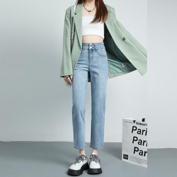 Straight Jeans for Women In Autumn and Winter, Small Tall Waist, Slim for Women In Autumn and Winter, Smoke Pants for Women In Autumn and Winter