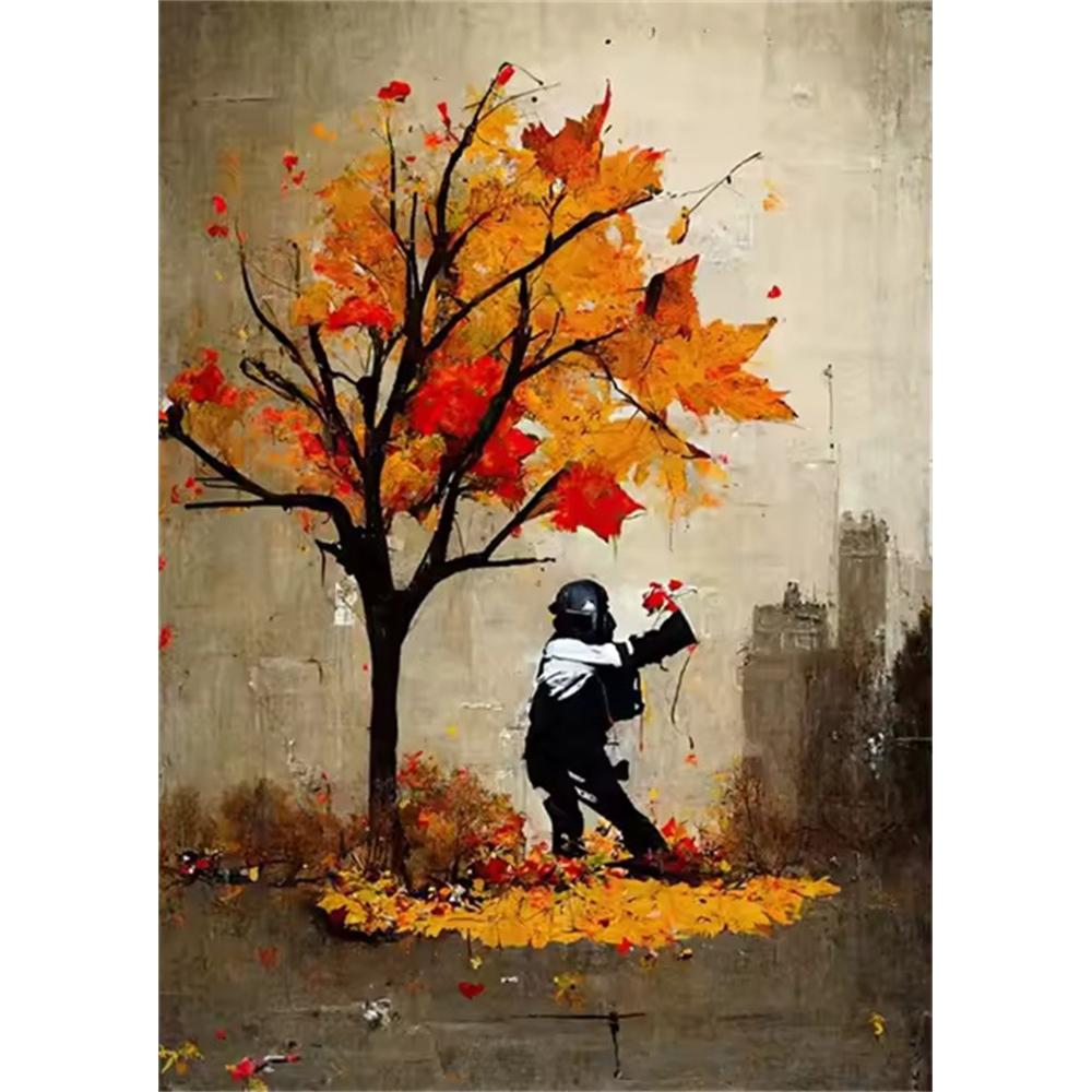 Pittura Diamante Fai da Te 5D Punto Croce Ricamo Arte Classica Banksy Ragazza con Orecchino di Perla Trapano Rotondo Completo Decorazione Casa Arte da Parete Regalo