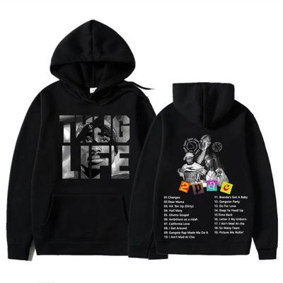 2pac Greatest Hits Piosenka Hip Hop Muzyka Pop Bluza z kapturem Bluza Nowa Moda Bluzy z kapturem Zabawny Nadruk Bluza z kapturem Męskie Ubrania z długim rękawem