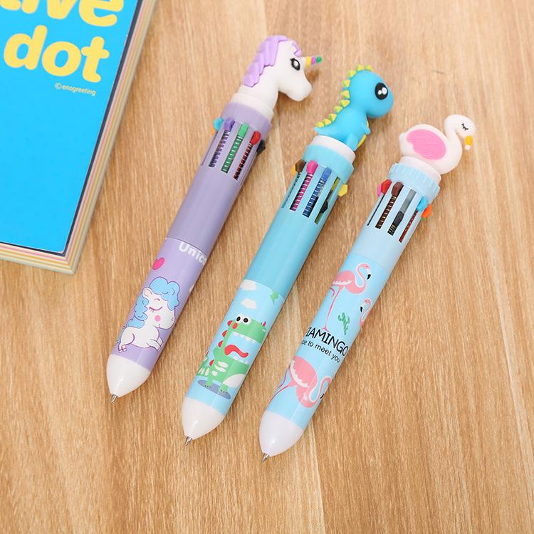Pink Swan Ten-Color Ballpoint Pen - Creative Student Doodle Pen