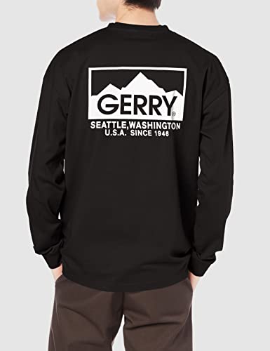 Improbes Casual "GERRY" Custom-Made Long Sleeve Printed T-Shirt, Men's, Black, Size S