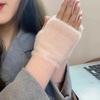 Autumn And Winter Warm And Cold Resistant Gloves For Women, Versatile Plush Temperament Cute Half Finger Gloves