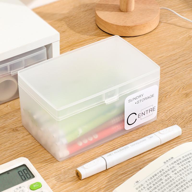 Stackable Plastic Storage Box with Lid for Cosmetics, Stationery, and Dorm Essentials