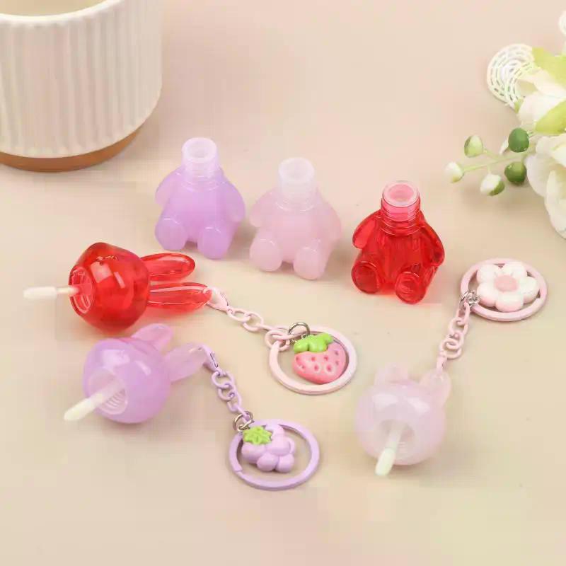 Empty Cute Bunny Shape Lip Gloss Tube Keychain Rabbit Refillable Lip Glaze Container Cosmetic Packaging Bottle With Pendant