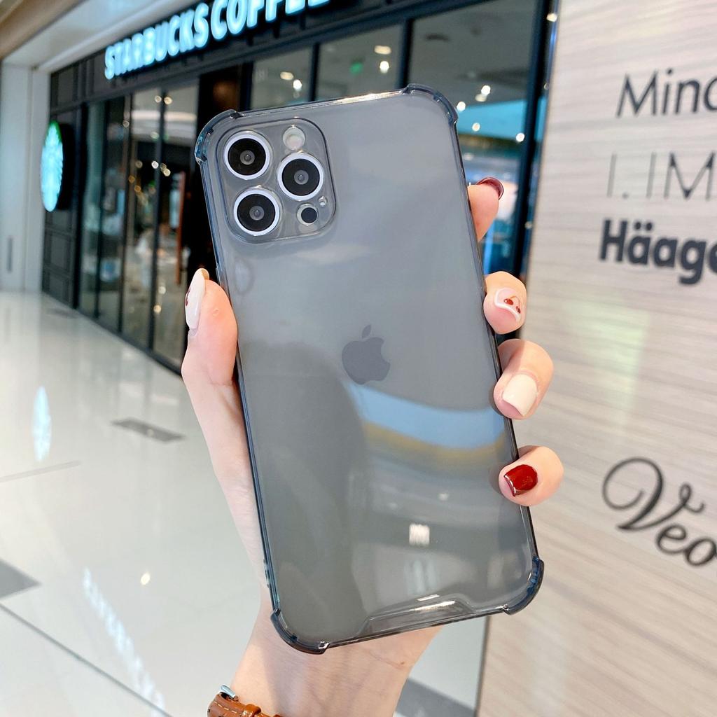 Applicable To iPhone14 Four-corner Anti-drop Fluorescent Case Creative Color Transparent Solid Color Anti-drop Mobile Phone Case Apple 15PROMAX