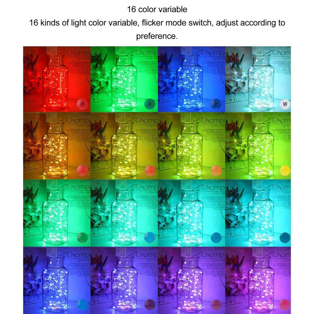 2pcs String Lights Remote Control LED Fairy Lights 16 Colors Twinkle Lights Waterproof Christmas Strings Lights for Indoors Outdoors