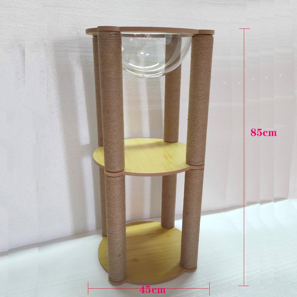 Solid Wood Sisal Cat Tree with Space Capsule and Scratch Board