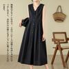 Long with Cool Summer Loose Everyday Autumn [MSFQSNB] Women's Dress, V-Neck, Sleeveless, Pockets, Retro, Dress, Figure-Flattering, Fit, Slimming,