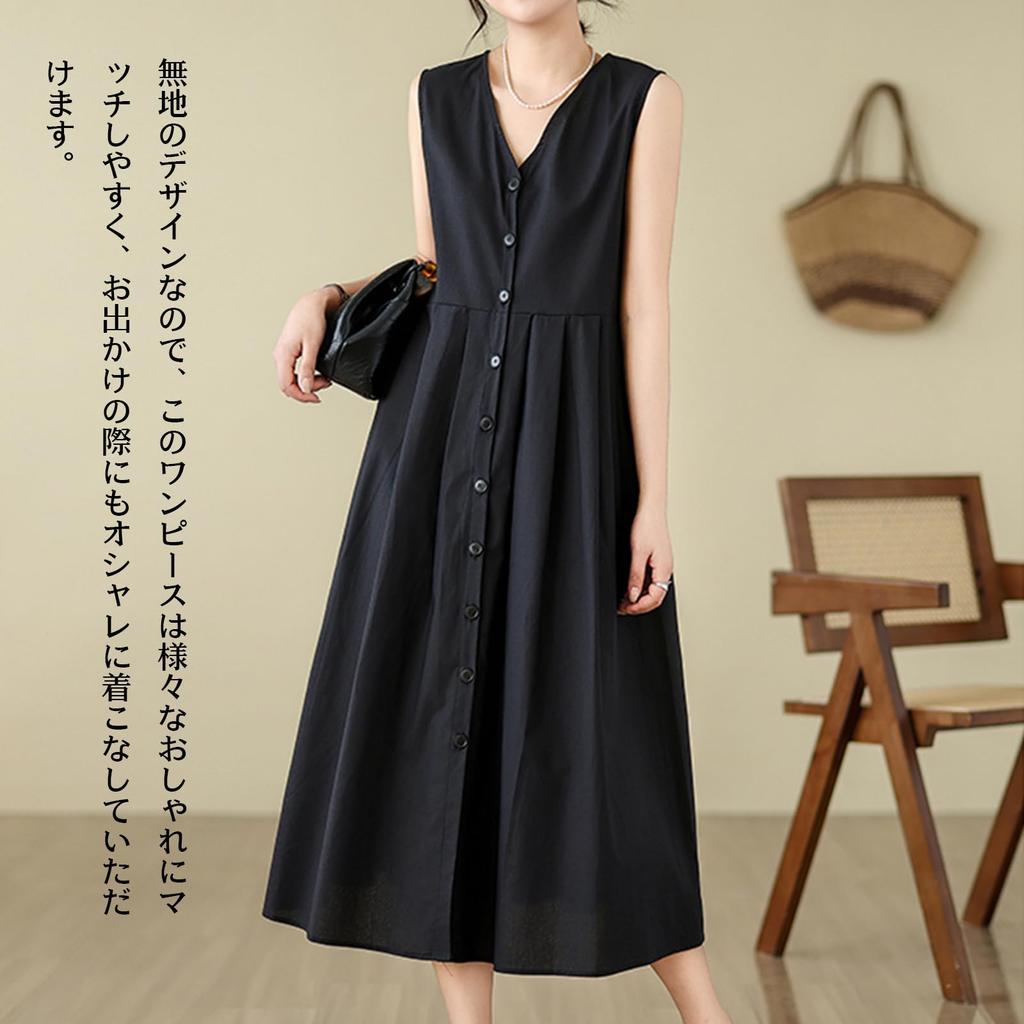 Long with Cool Summer Loose Everyday Autumn [MSFQSNB] Women's Dress, V-Neck, Sleeveless, Pockets, Retro, Dress, Figure-Flattering, Fit, Slimming,