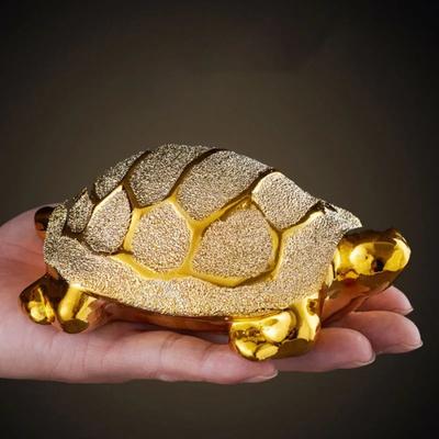 Langlebigkeitsschildkröte, Schreibtisch-Dekoration, goldene Dekofiguren, Geldschildkröte, Keramik, für Auto, Zuhause, Wohnzimmer, Dekoration, Wohnaccessoires