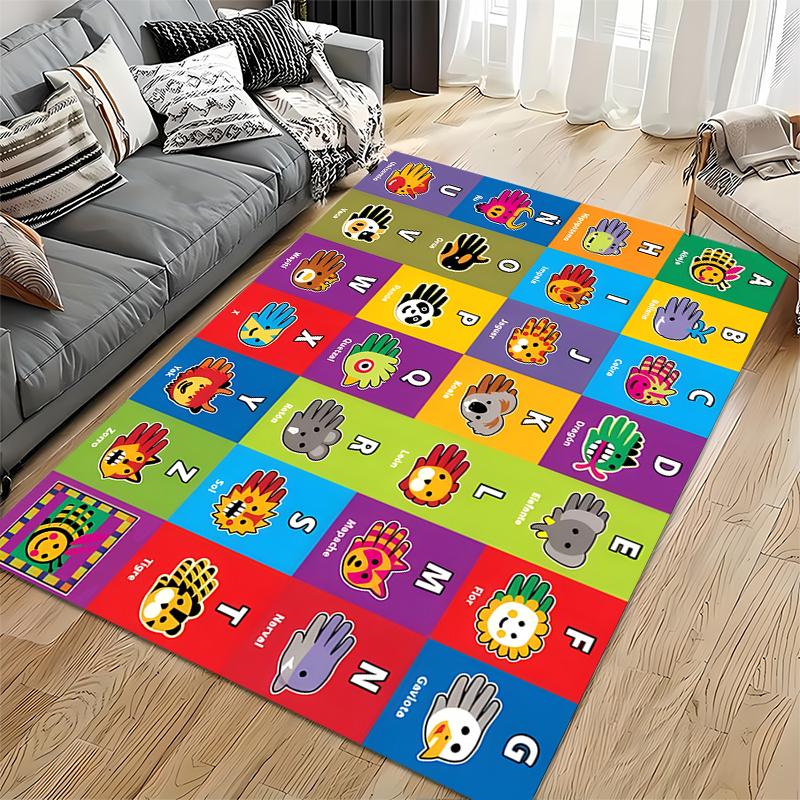 Colorful alphabet animal design rug for kids Non-slip rug suitable for living room and bedroom sofas