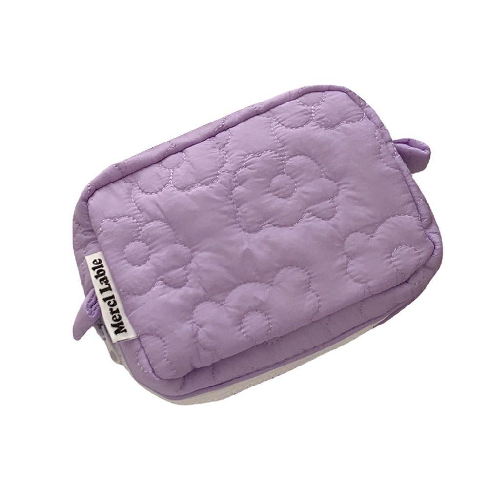 

Модная хлопковая косметичка для хранения корейских стеганых цветочных косметичек для женщин, косметичка для девочек фиолетовый