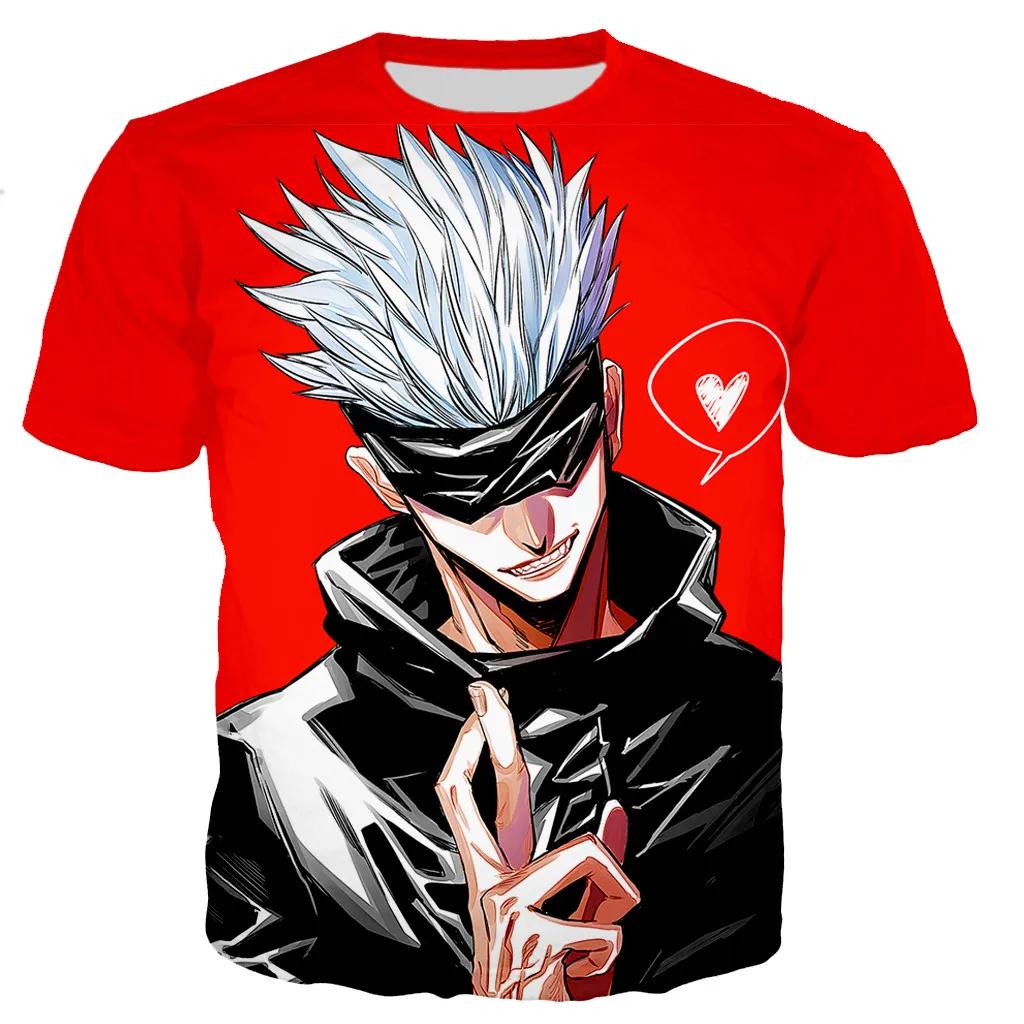 Summer Round Neck 3D Jujutsu Kaisen Satoru Gojo Printed Top Fashionable Casual Short Sleeved Children's Boy T-shirts