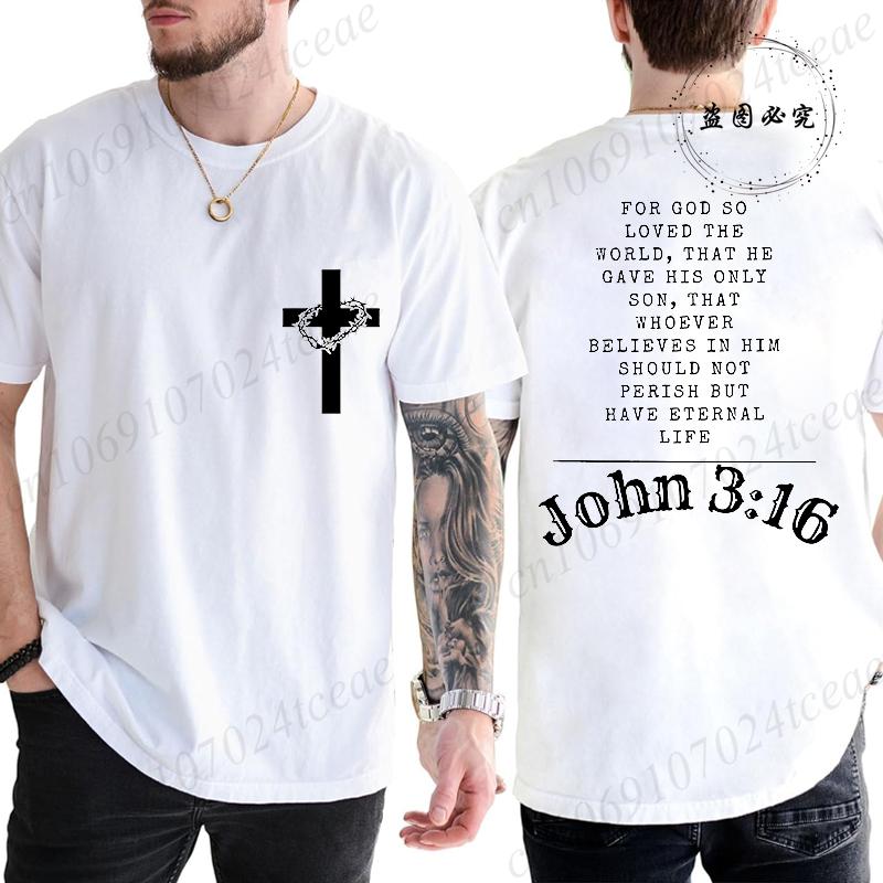 Letní pánská trička Pohodlná s kulatým výstřihem Krátký rukáv Ležérní tričko Křesťanský Ježíš Biblický verš Potisk Pánská módní trička