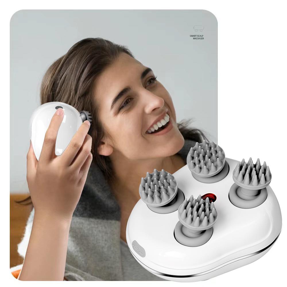 Deep Infrared Scalp Massager 4 Kneading Vibrating Red Light Head Cleaning Massager Waterproof 3D Hair Growth Stress Relax Muscle