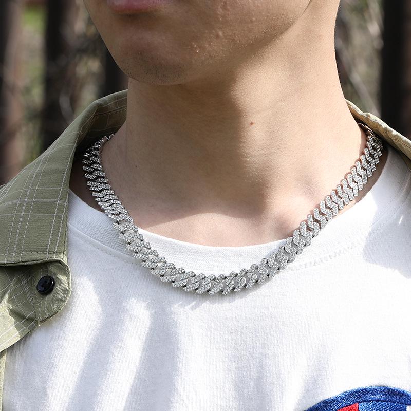 12mm Full Diamond Hip Hop Necklace: Men's Punk Retro Ins Style Exclusive