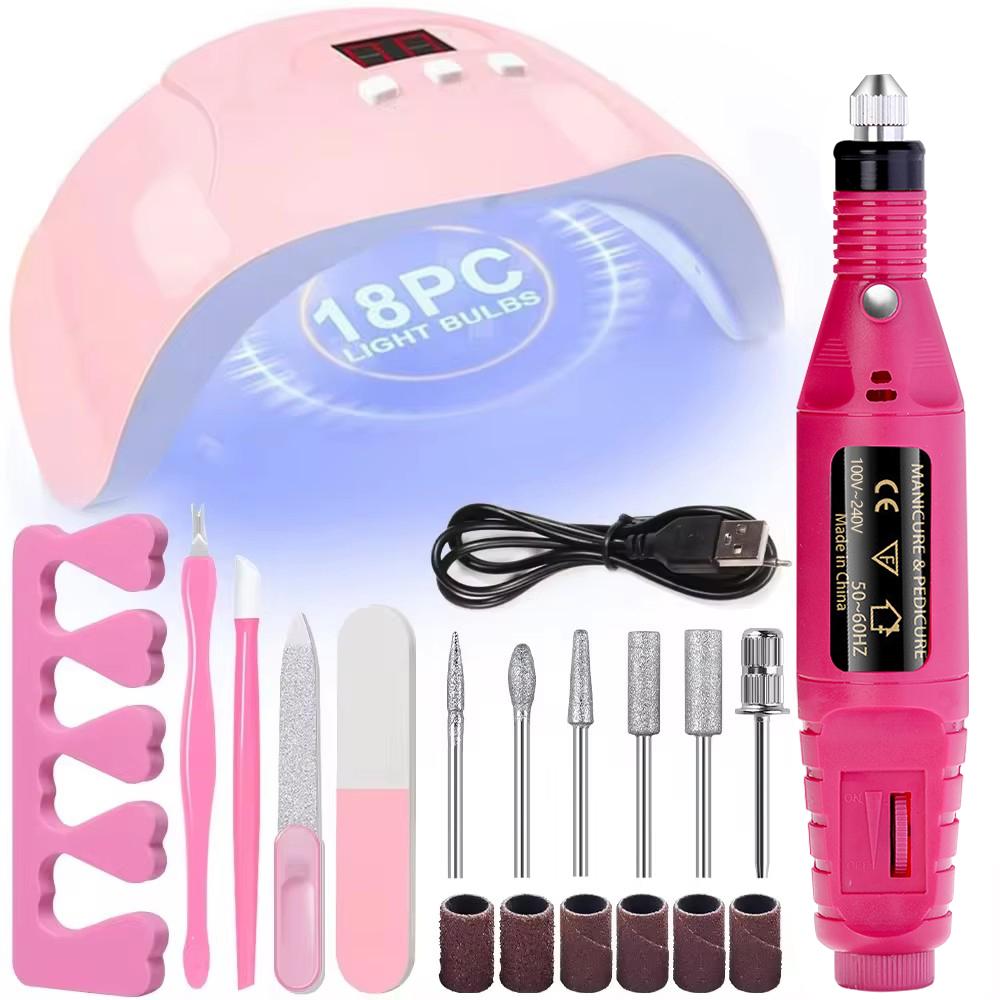 YIKOOLIN Professional Nail Art Kit With LED UV Nail Lamp Gel Curing Machine Electric Nail File Drill Manicure Tools Set