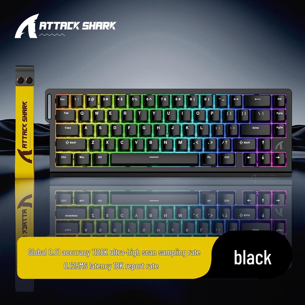 Manyetik Eksenli, Kenar Oymalı, Kablolu RGB, Ayarlanabilir Tuş Hareketi, E-spor için Düşük Gecikmeli Attack Shark X68HE Mekanik Klavye