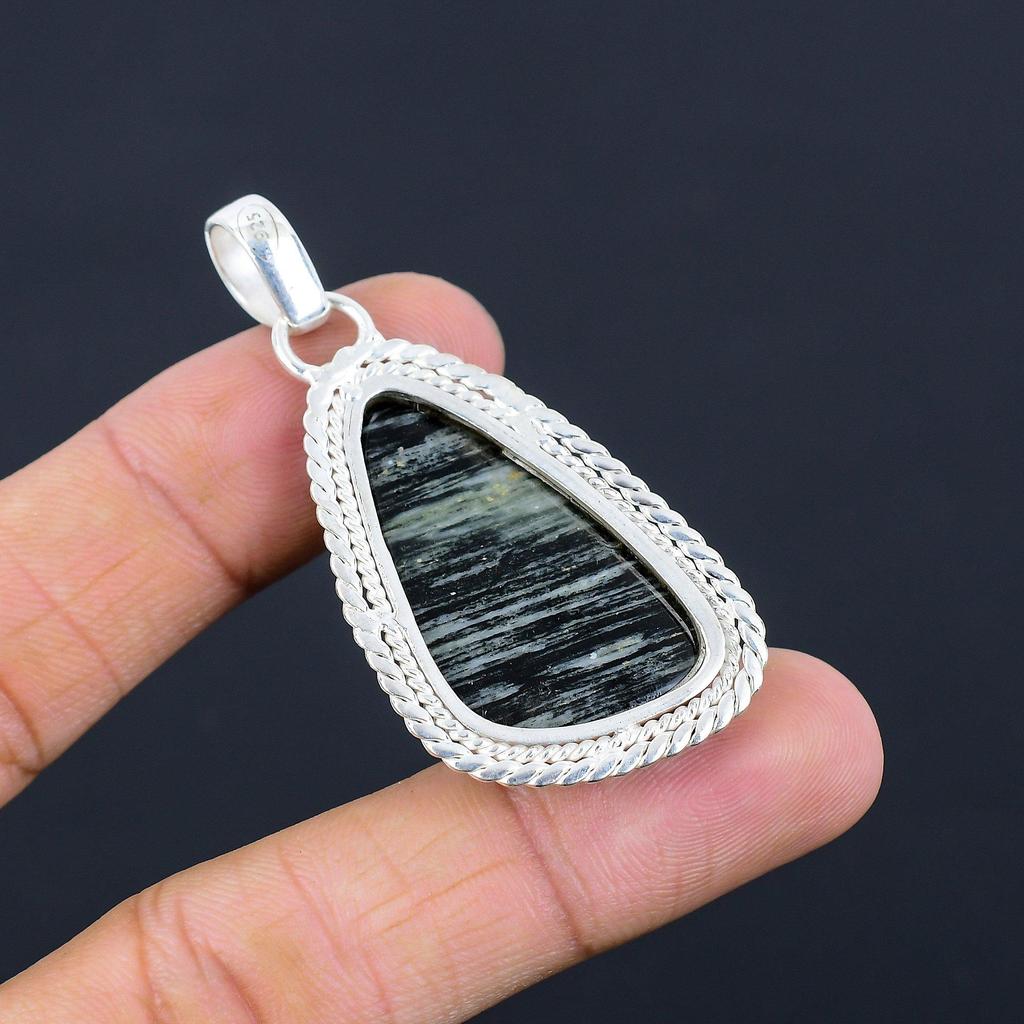 Halloween Sale Natural Silver Leaf Jasper Engagement Pendant 925 Sterling Silver