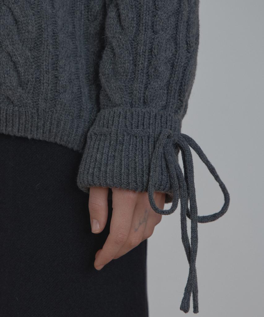 Poeteuseoul Cable Collar Knit_Charcoal