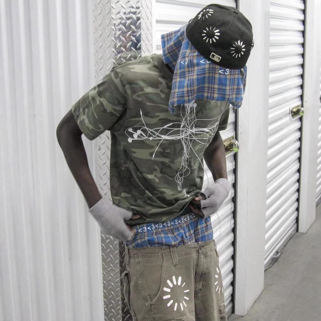 Y2K Gotycka West Coast Kamuflażowa Koszulka z Krótkim Rękawem