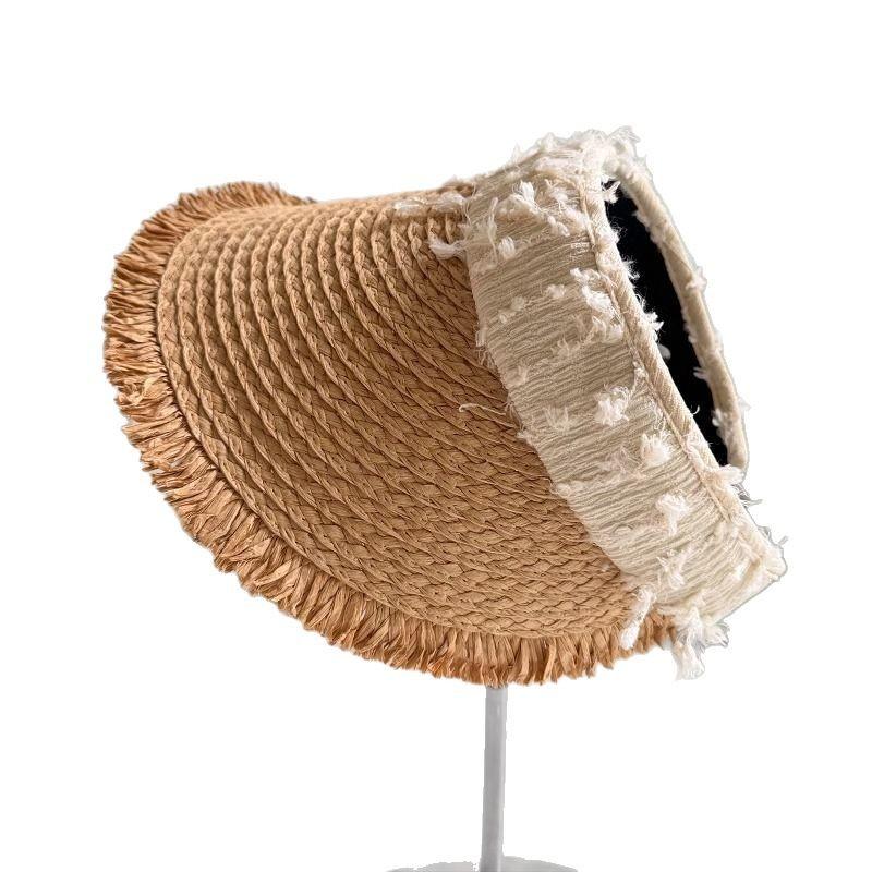 Beach Sun Hat Summer Straw Woven Empty Hat for Women Travel Vacation Straw Hat Without Top Hat