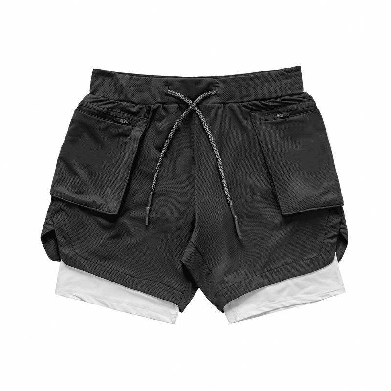 New Sports Lace-Up Shorts Men'S Summer Sports Fitness Double-Layer Breathable Shorts For Men
