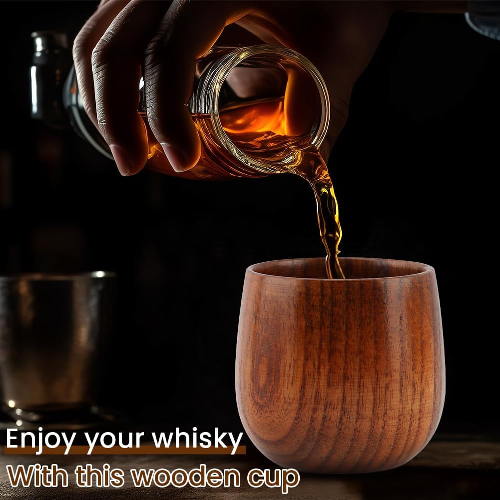 Charred Wooden Whiskey Glasses, Old Fashioned Bourbon Whiskey Glasses, Original-Bourbon Tumbler, Bourbon Gifts for Men, Whis-key Gifts for Men, 6