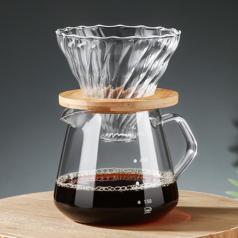 1pcs 300ml/600ml Pour Over Coffee Maker Set Glass Carafe Coffee with Glass Coffee Filter Drip Coffee Maker Set For Home Shop Bar
