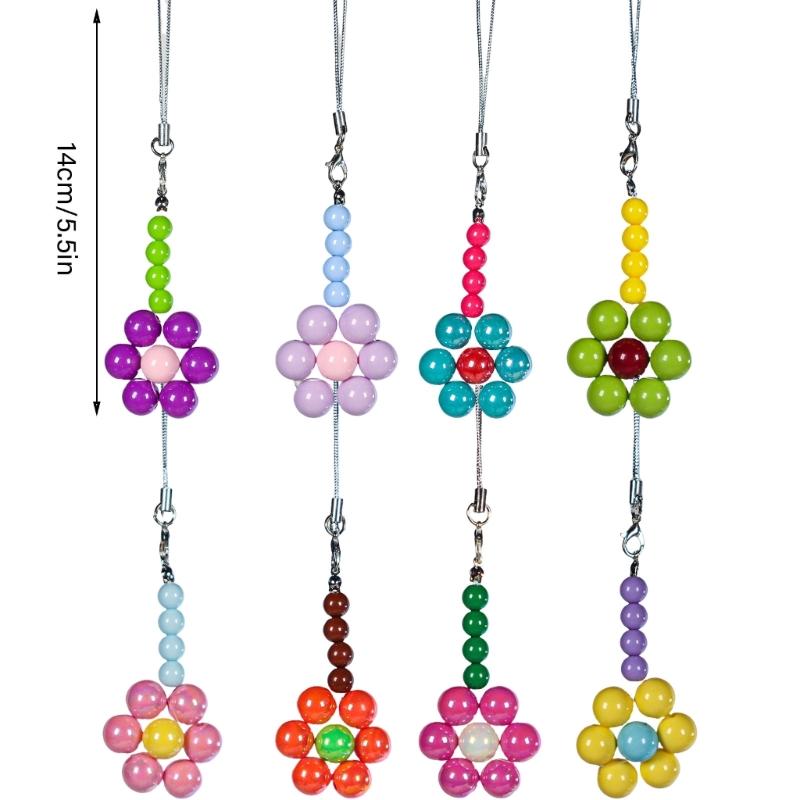 Sweet Phone Chain Strap Lanyard Colorful Bead Flower Pendant Phone Charm Hangings Decoration Cute Phone Accessories